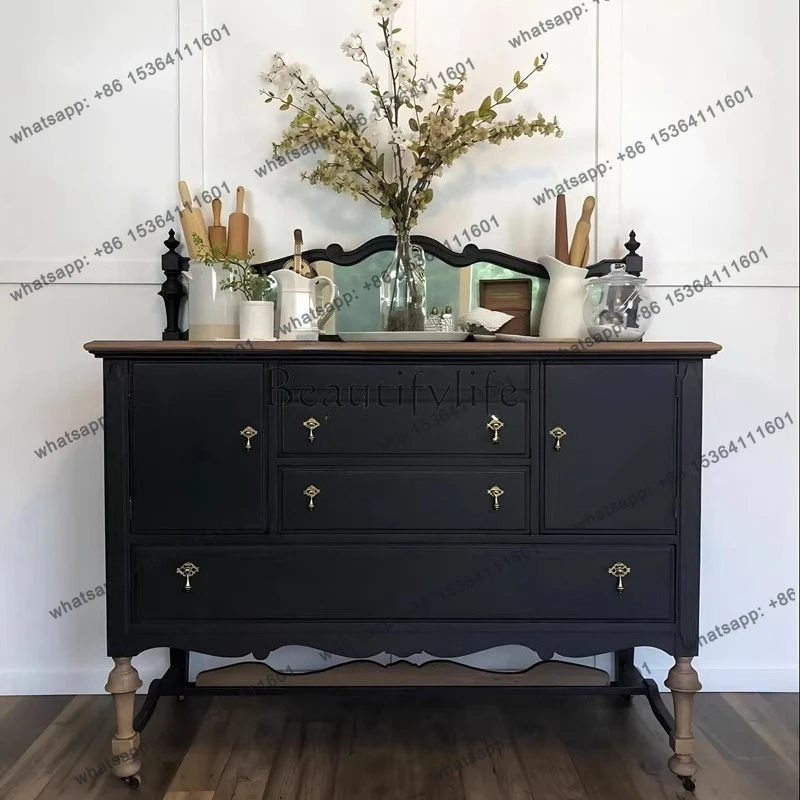 

French dresser chest integrated American solid wood retro storage cabinet