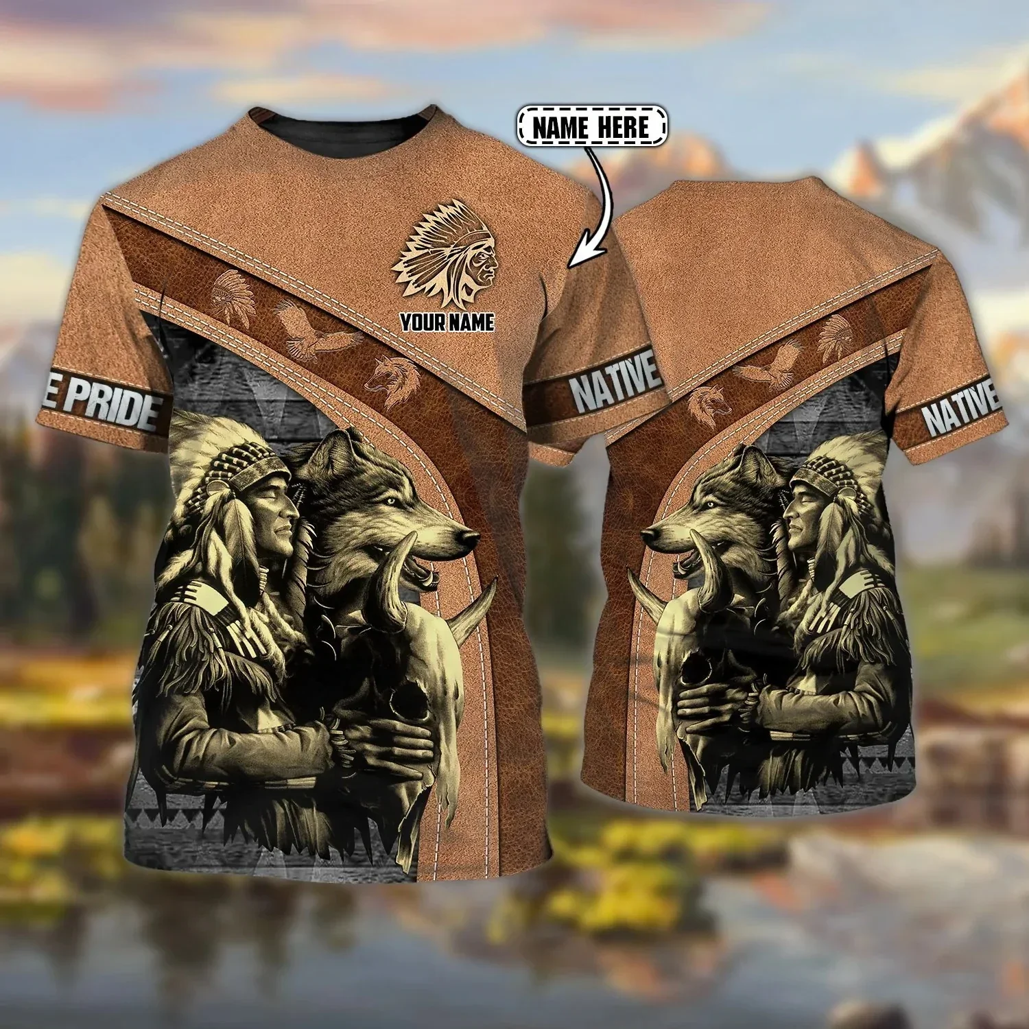 Personalized Name Native Wolf pattern 3D All Over Printed Men's Fashion t shirt Summer style Casual Unisex street T-shirt TX286
