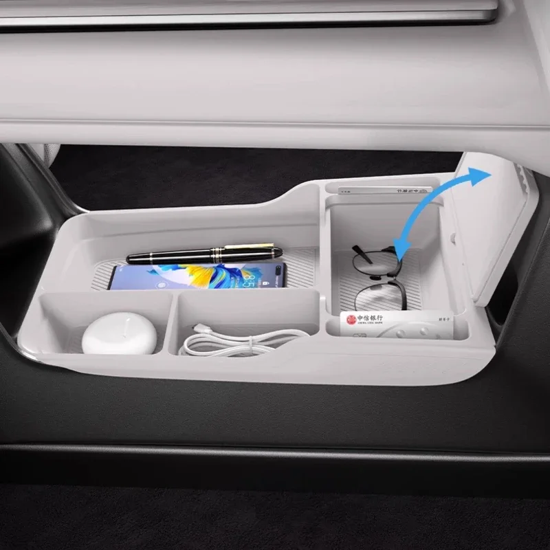 For Xiaomi SU7 - Double-Layer Glove Box Organizer Under Center Console Armrest Storage Case Car Accessories Car Storage Box
