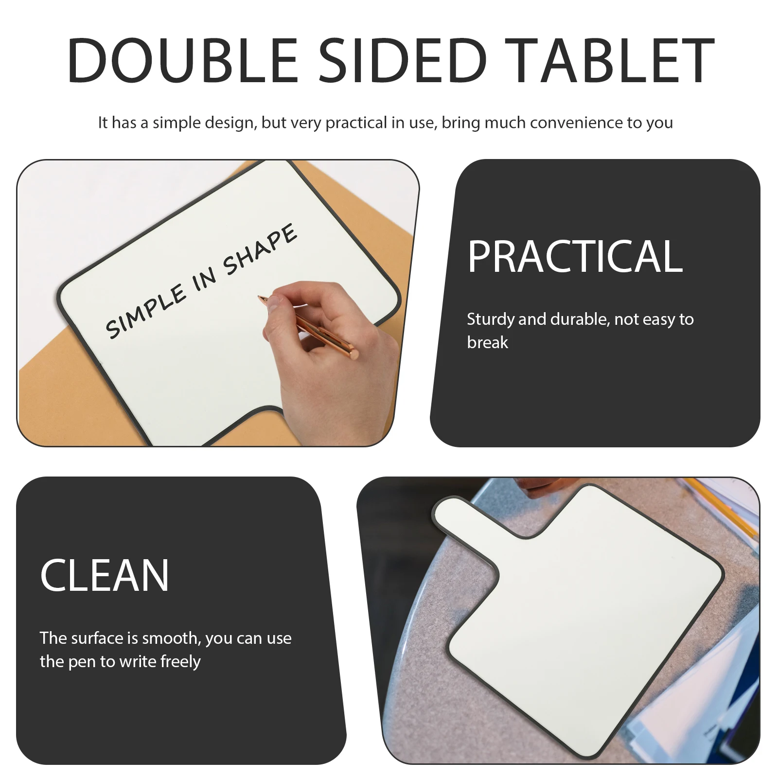 1pc Handheld White Board Quick Response Answer Paddle Writeable Teaching Tool Classroom Activities Smooth Edges Double