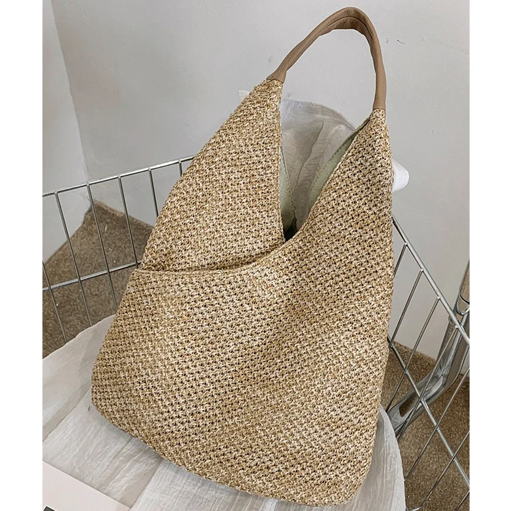 Letnie tkane torby plażowe dla kobiet Bohemian Tote Shoulder Bag Paper Rope Travel Straw Bag Handmade Handbags 2025 Bali Shopper NEW