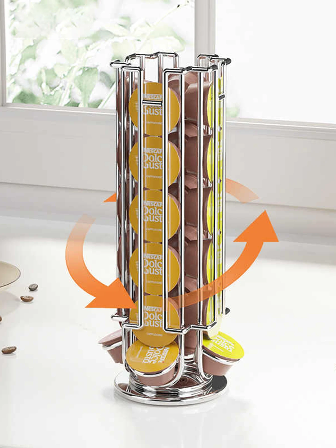 NONE Koffie Capsule Houder Stand Rack Display 360 ° Draaibare koffiecapsulehouders van zwart metaal voor Dolce Gusto capsules dispenser black