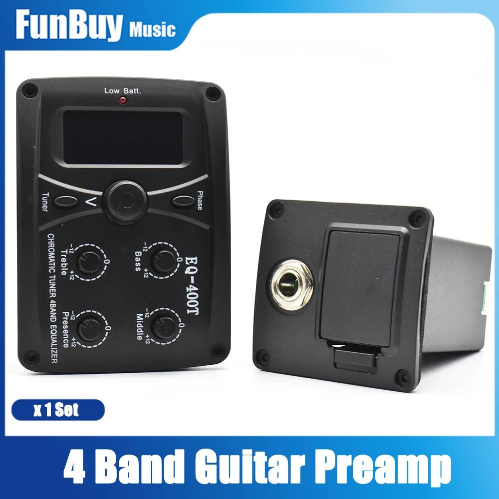 HSY-400G  Guitar Pickup Acoustic Guitar Pickup 4 Bands EQ Equalizer Preamp Piezo Pickup with LCD Tuner