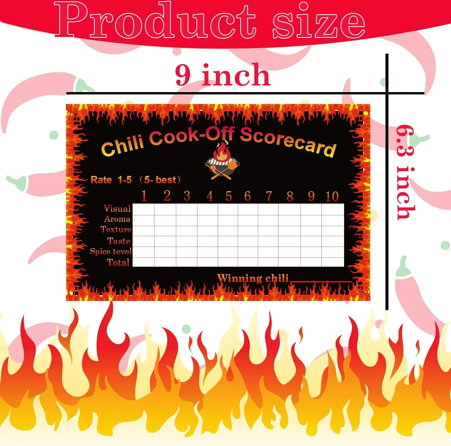 Chili Cook Off Contest Card 10 Pcs Chili Cook Off Banner Score Cards Award Certificates 9inch x 6.3 inch Chili Tasting Score