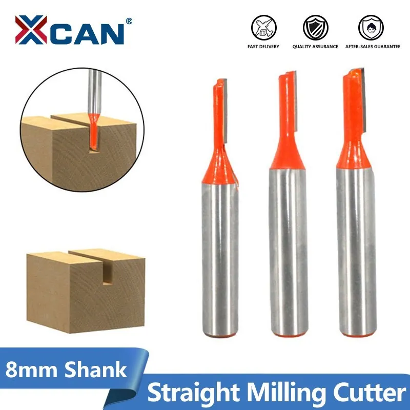 XCAN Milling Cutter 8mm Shank Straight Wood Milling Cutter Tungsten Carbide Single Flute Router Bit Woodworking Tool