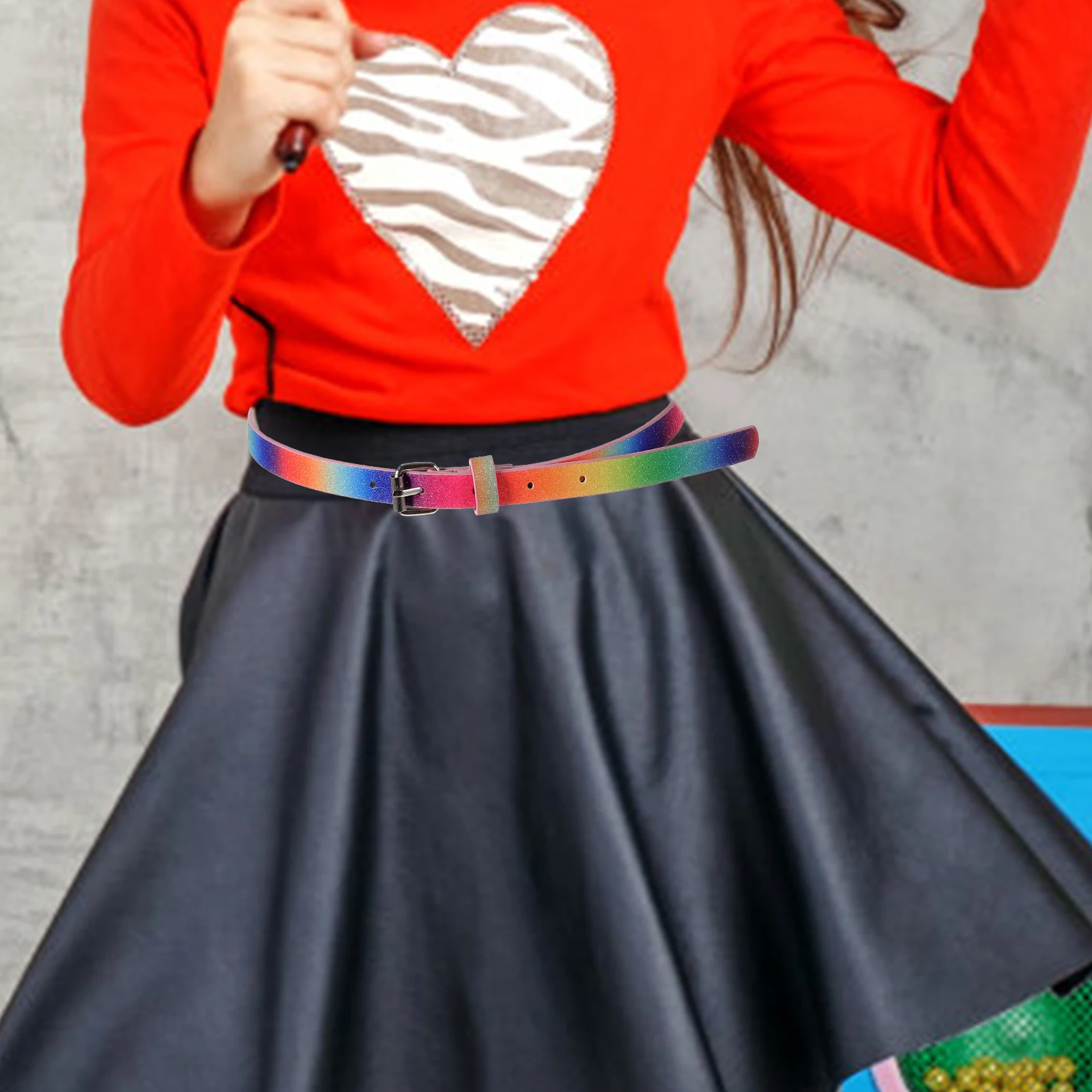 

4pcs Belt Jeans Kids Heart Dress Belts For Girls Buckle Pants Girls Dress Waist Artificial PU Adjustable