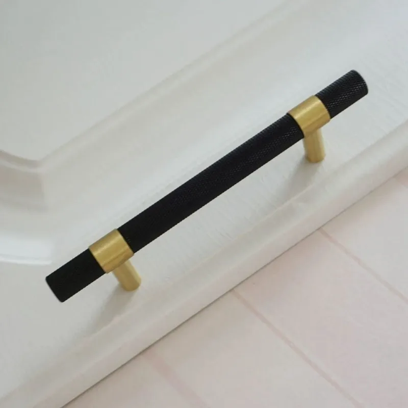 75STO-Black Embossed Drawer Pulls-Multi-Size Brass Cabinet Handles Modern Simplicity Style