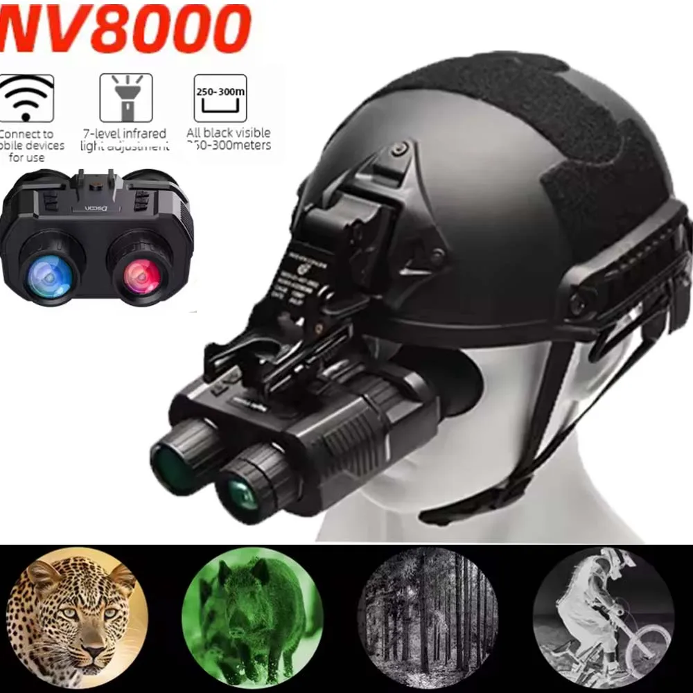 NV8000 مناظير للرؤية الليلية ثلاثية الأبعاد Gen2 إزالة الضباب مرآة خوذة تكتيكية HD NV جهاز Googles أحادي العين كاميرا تعقب الصيد
