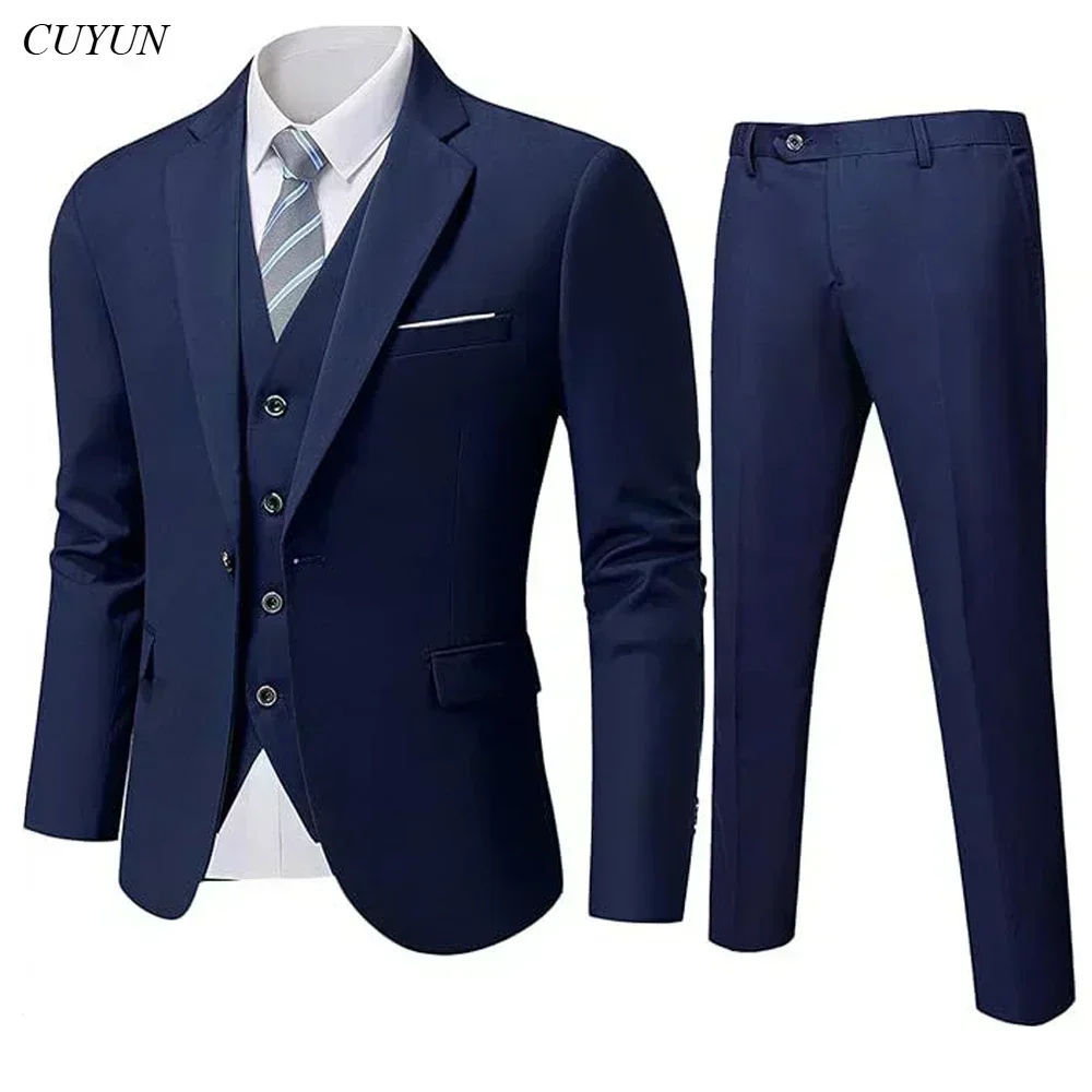 Suit For Men Wedding Elegant 3 Pieces 2 Sets Blazers Full Jackets Vest Pants Fashion Luxury Coats 2025 Formal Classic Costume