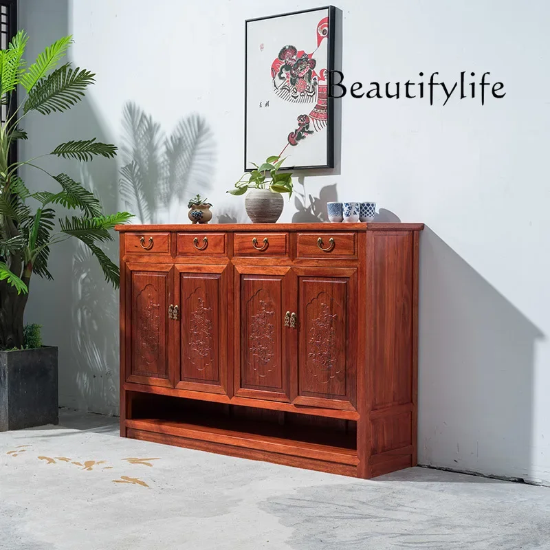 New Chinese Style Solid Wood Frame Shoe Cabinet Large Capacity Hallway Hallway Living Room Simple Locker