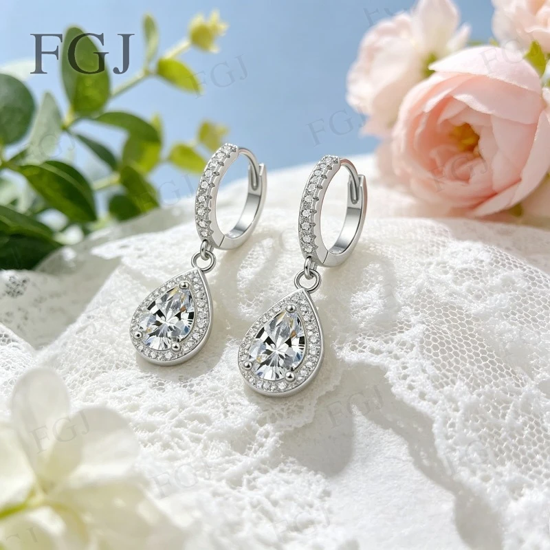 

GRA Certified Earrings 925 Sterling Silver Moissanite Pear 5x8mm D Color VVS1 For Engagement Wedding Jewelry Daily Outfit Wear