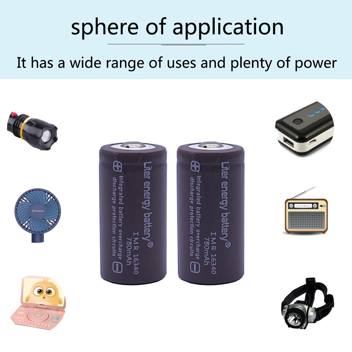 

20pcs Liter energy battery RCR 123 16340 780mAh 3.7V Li-ion Rechargeable Battery Lithium Batteries with Retail Package