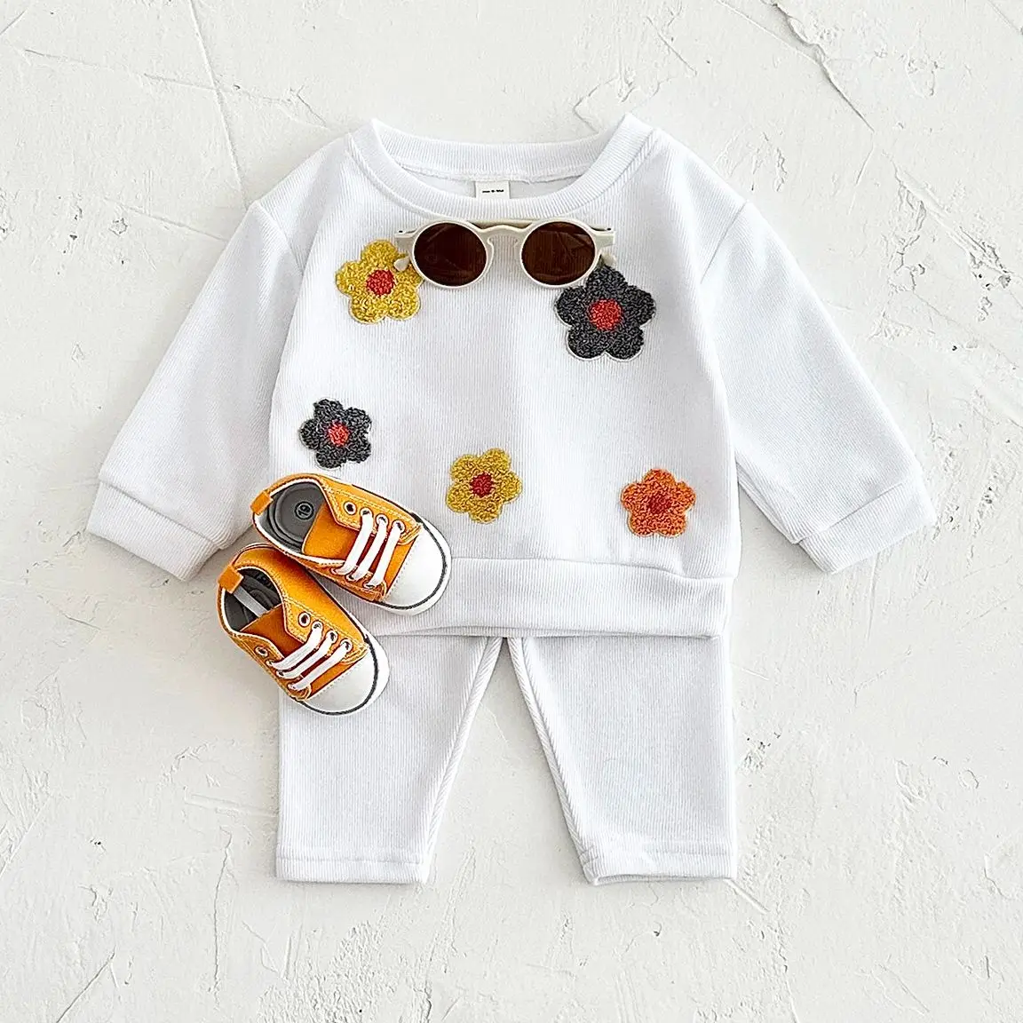 Autumn New Infant Toddler Outfits Cute little flowers Sweatshirt+Pants 2Pcs Baby Girls Clothes Sets Newborn Baby 0-3Y Kids Suit