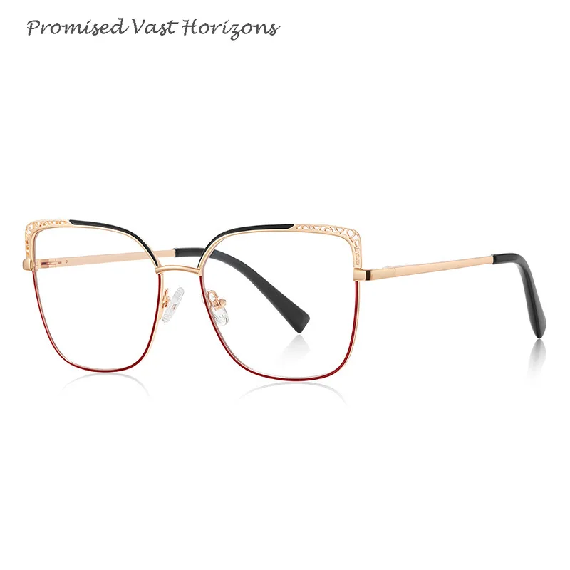 Montature per occhiali resistenti al blocco della luce blu in metallo ottico con motivo cavo progressivo a doppio colore con giunture colorate originali