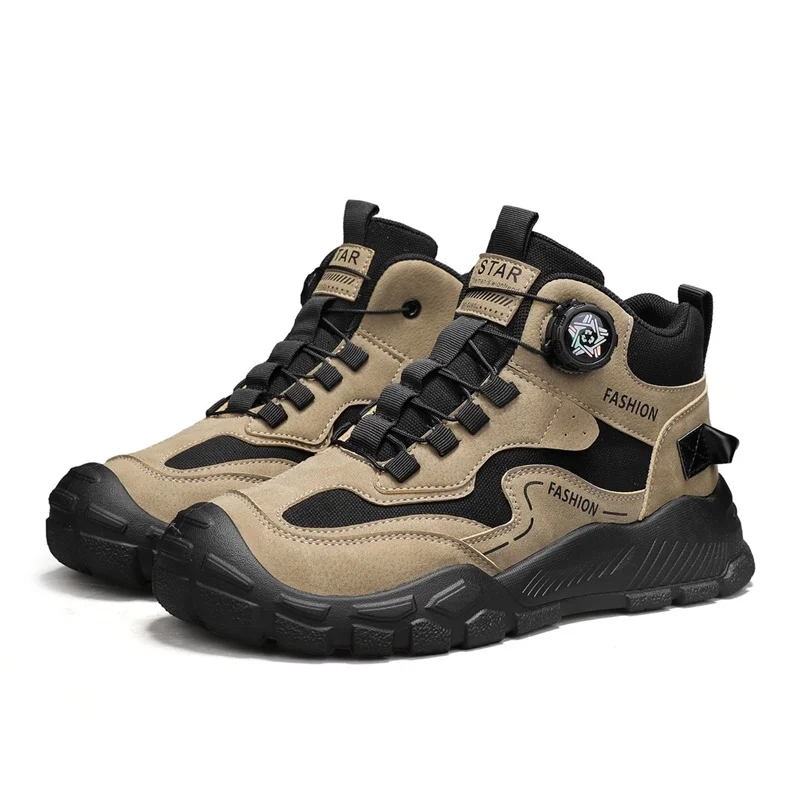 

Модные мужские мотоциклетные ботинки с вращающейся кнопкой, нескользящие уличные рабочие ботинки для мужчин, удобные ботильоны на платформе, мужские botas hombre