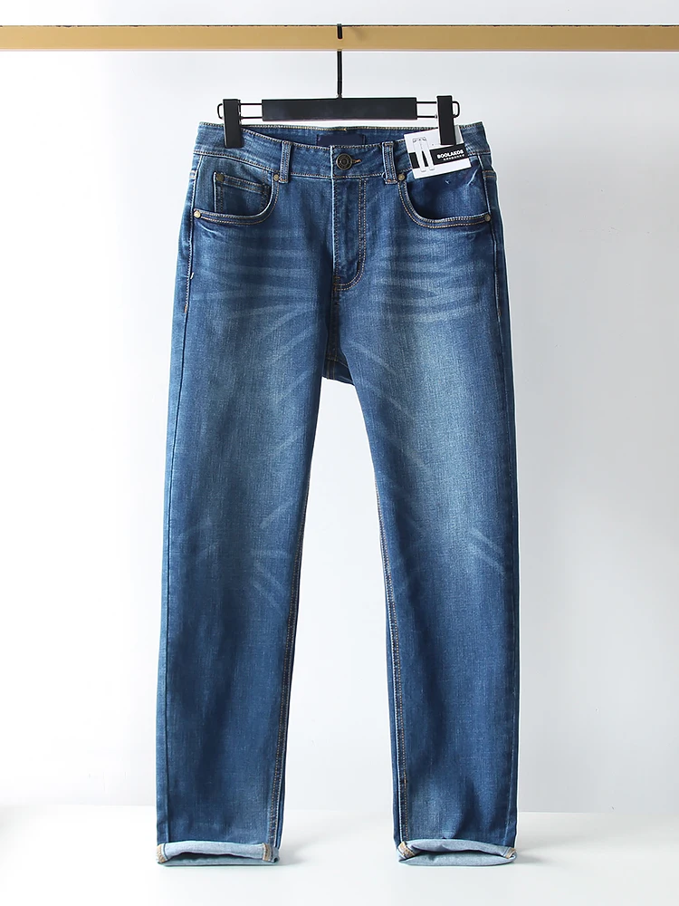 

High-End Men's Casual Straight Leg Jeans mid Waist Five Pockets Water Washed Comfortable Stretch Denim Spring Fashion Urban S...