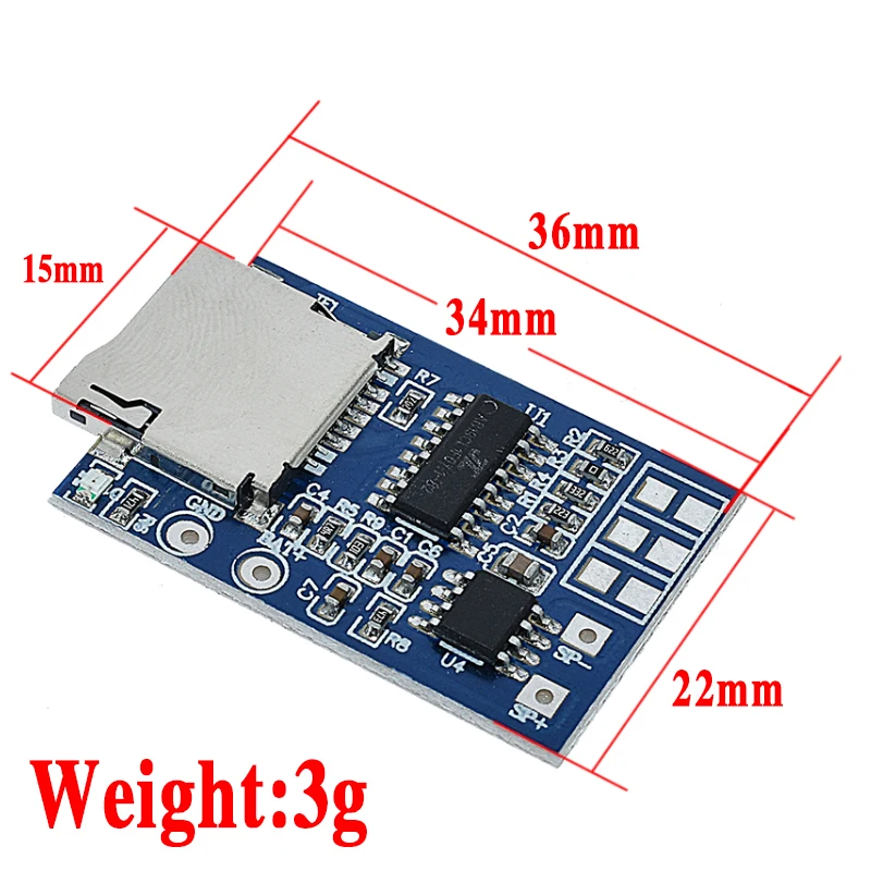 TF Card MP3 Decoder Board 2W Amplifier Module GPD2846A for Arduino GM Power Supply Module