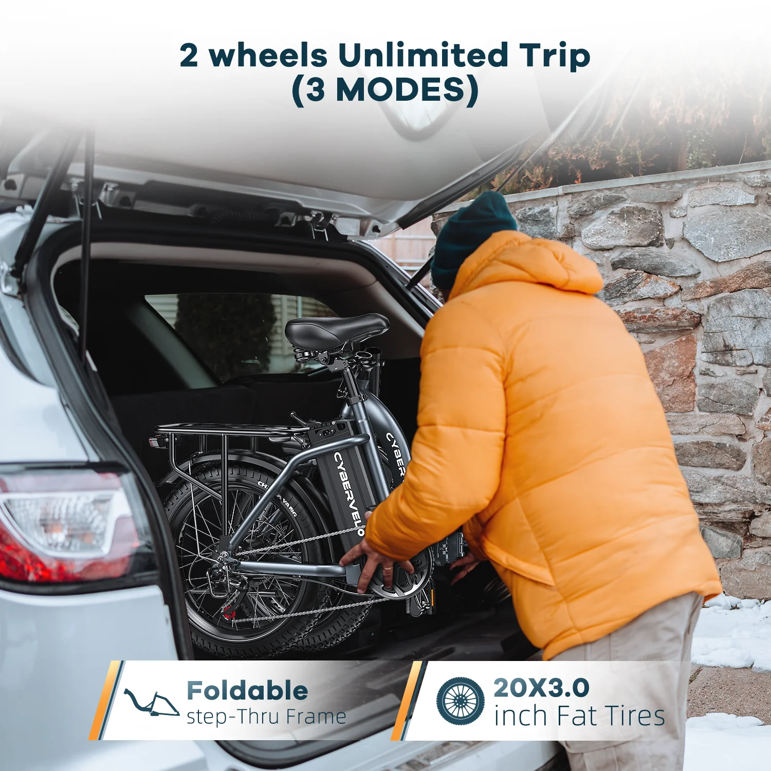 Cybervelo MARS700 دراجة كهربائية قابلة للطي مقاس 20 بوصة، دراجة كهربائية للبالغين، محرك ذروة 1000 وات، بطارية قابلة للإزالة 48 فولت 20 أمبير، نطاق طويل 80 ميلًا #5