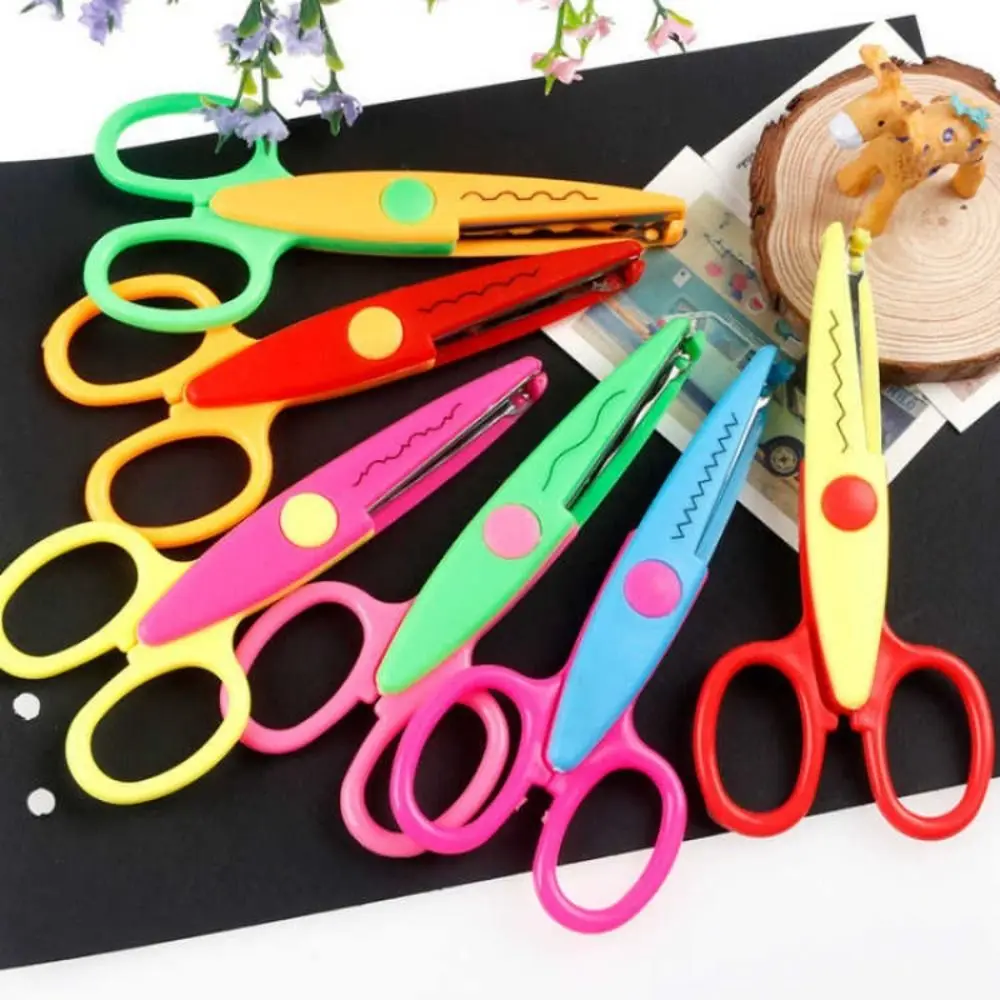 Wavy Pattern Minimalistic Lace Scissors Small Round Head Stainless Steel Stationery Scissors Professional Candy Color