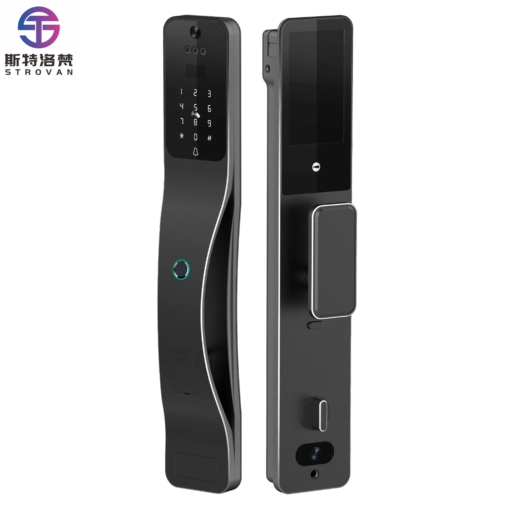 Smart Door Lock with 3D Face Recognition Fingerprint Unlock Aluminum Biometric Security Video Intercom Digital Locks