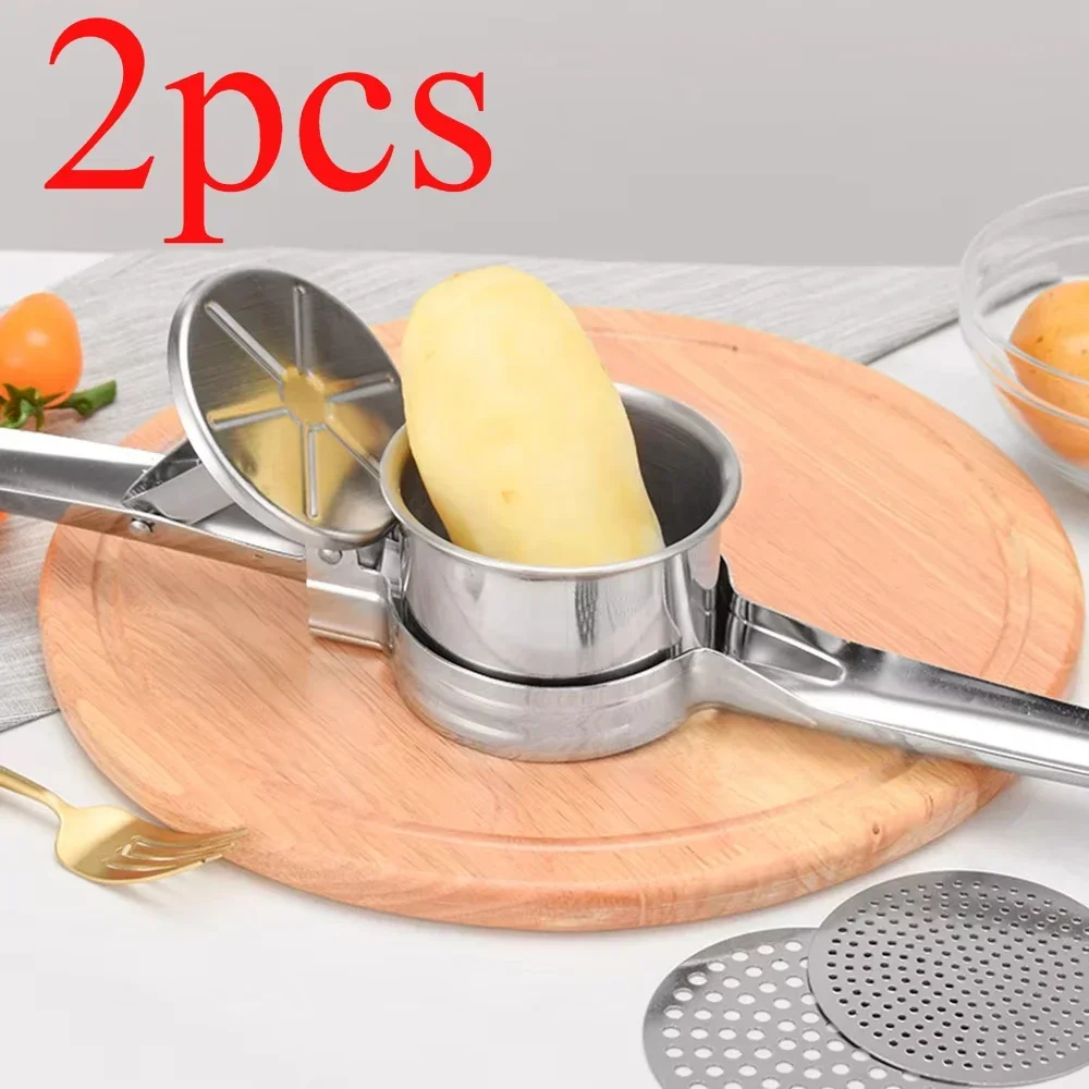 2set =4pcs/set Stainless Steel W/Non-slip Handles Potato Rice Masher Fruit/Food/Vegetable Press Maker Kitchen