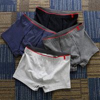 4PCS Breathable Stripe Men's Flat Panties Low Waist Large Size Men Boxer Underpants Loose Underwear for Man Man