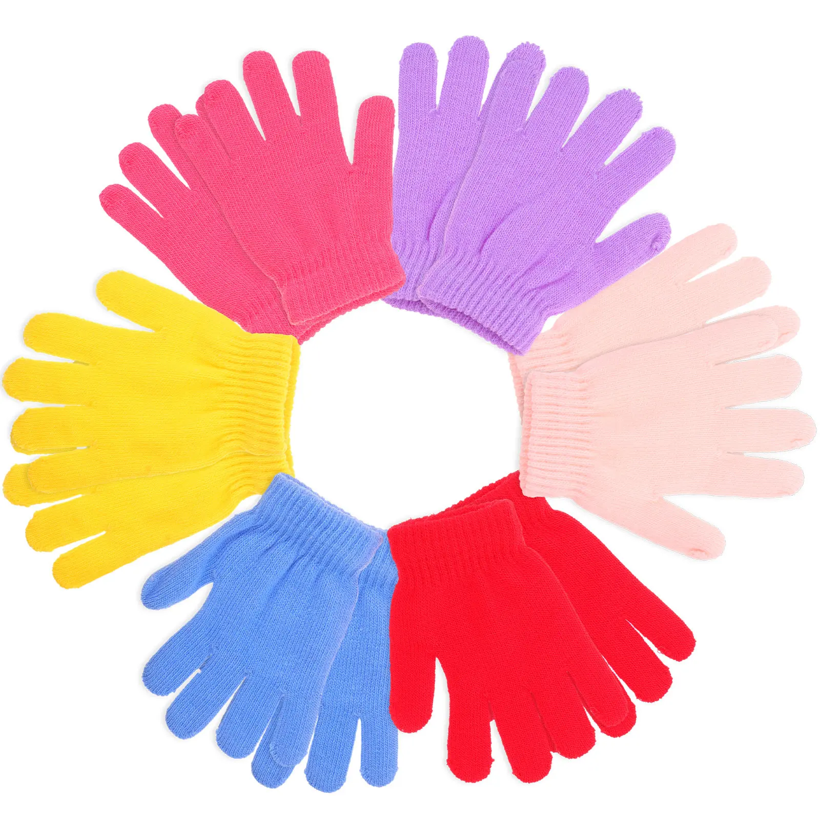 

6Pairs Thermal Knitted Finger Mittens Cold-Proof Thickened Gloves for Kids Outdoor Warm Winter Non-Skid Finger Gloves Children