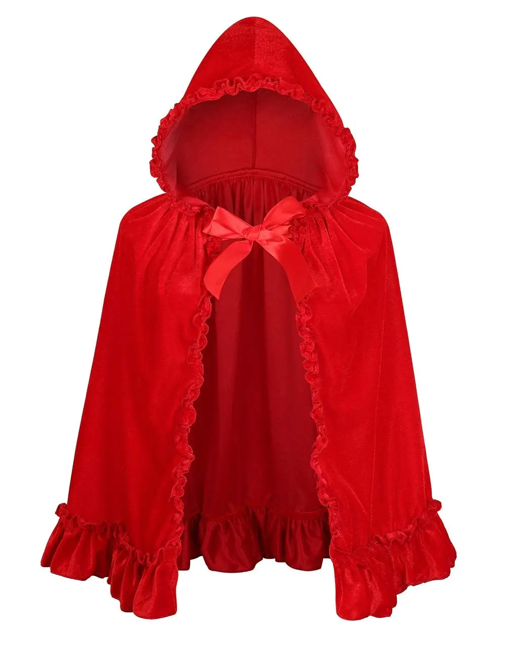 Red Velvet Hooded Velvet Cape Ladies Cloak Halloween Christmas Cosplay Party Fancy Cape