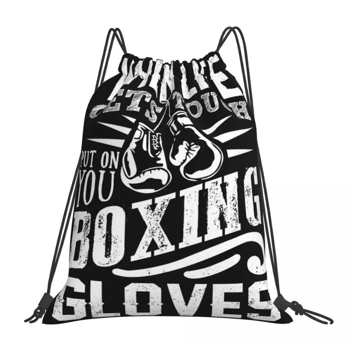 Boxing Gloves Backpacks Portable Drawstring Bags Drawstring Bundle Pocket Sports Bag BookBag For Man Woman Students