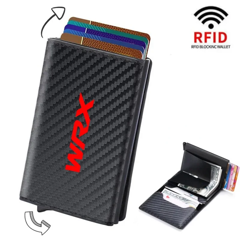 For Subaru Impreza Legacy WRX STI BRZ Forester Carbon Fiber Credit Card Holder Wallets Men Rfid Black Magic Trifold Leather