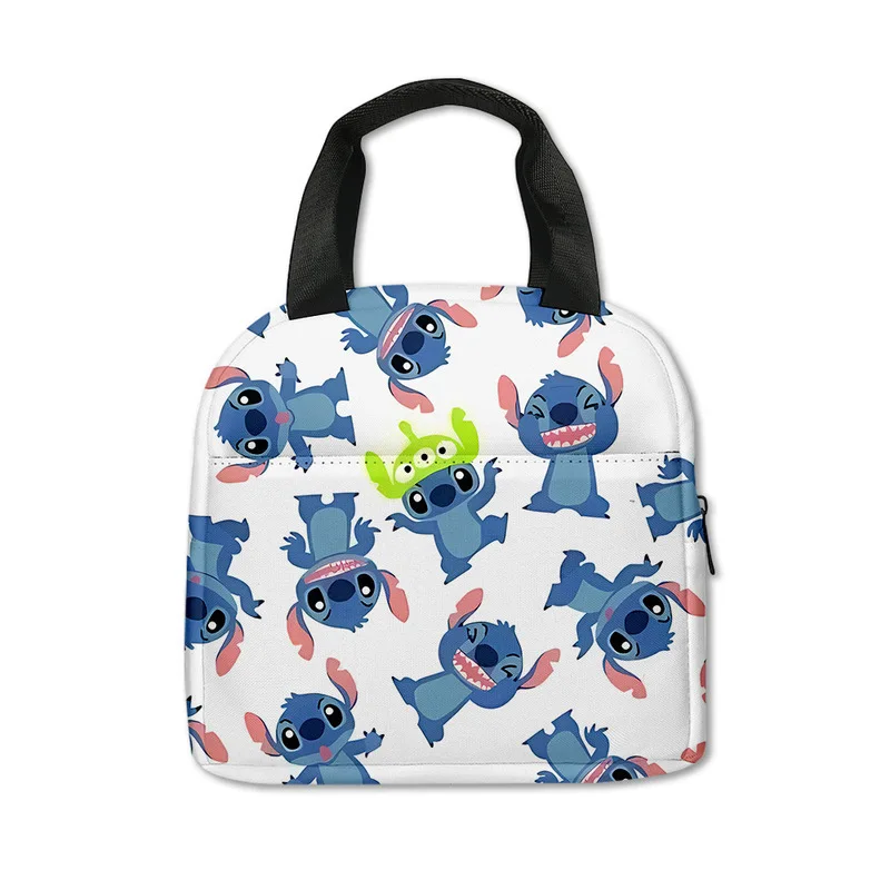 Bolsa de almuerzo con estampado de dibujos animados Stitch para estudiantes de escuela primaria y secundaria, lonchera aislada, bolso de mano, bolsa de comida para niños, nuevo