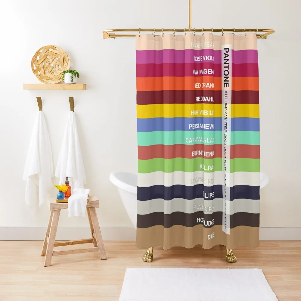 New York Fashion Week Color Palette, Autumn/Winter 2023-2024 (all 15 colors, with labels) Shower Curtain Anime Shower Curtain