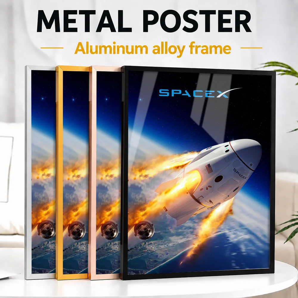 Spacex Dragon Capsule Reentry City Map Framed Aluminum Metal Poster Customized Scenic Tribute Wall Art Ideal For Living Room