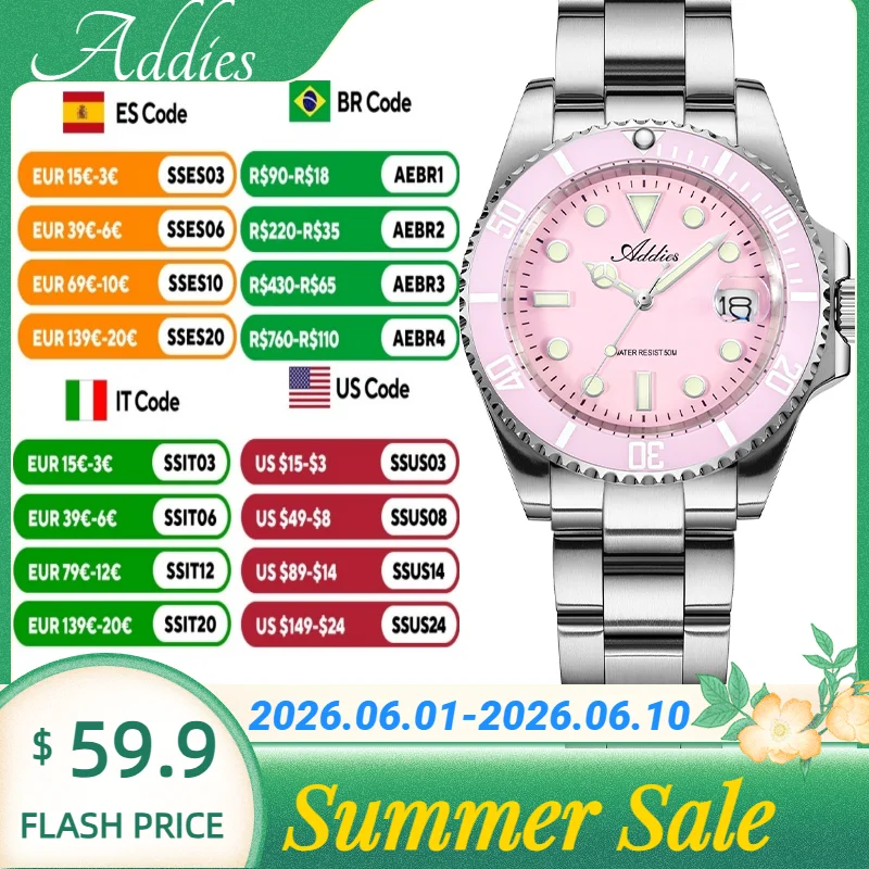 

Addies Push Button Hidden Clasp Calendar Women's Quartz Watch Ceramic Bezel Super Luminous Watches Stainless Steel Wristwatches