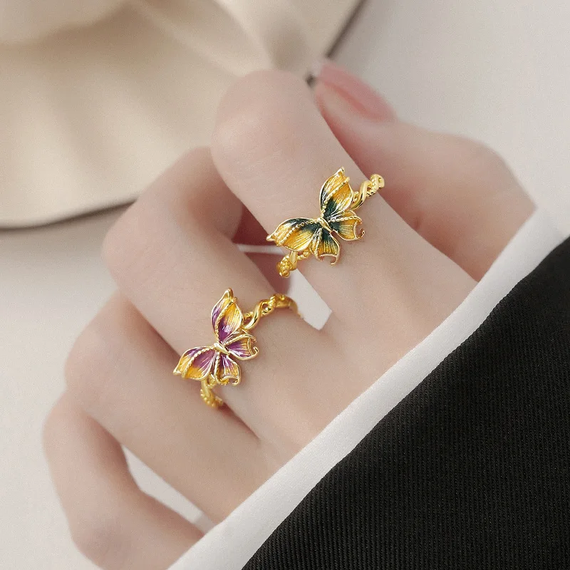 

Gradient butterfly rings for women new in retro high-end art ring engagement shiny and gorgeous wedding fine jewelry gift