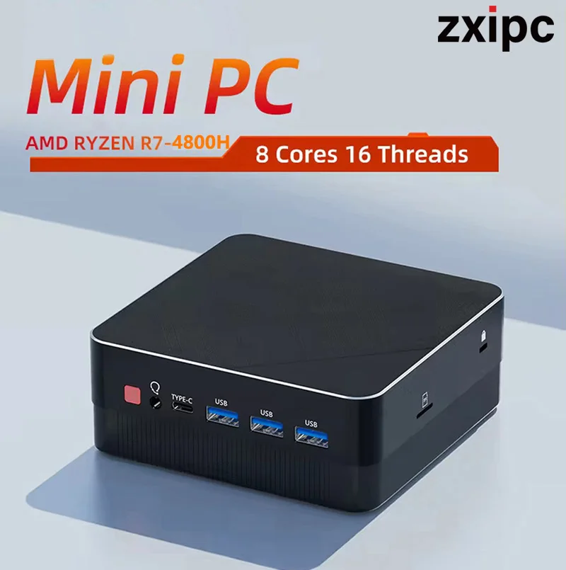 Mini PC Computer Gaming AMD Ryzen7 5700U R5 5500U 4500U Pocket Dual HDMI LAN WIFI6 4800H 5800H NUC Office DDR4 NVMe Four Display