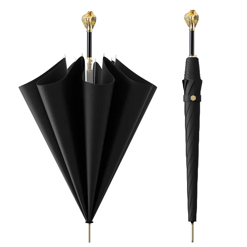 Light luxury metal animal head handle umbrella thickened straight rod business long handle umbrella high-end gift birthday