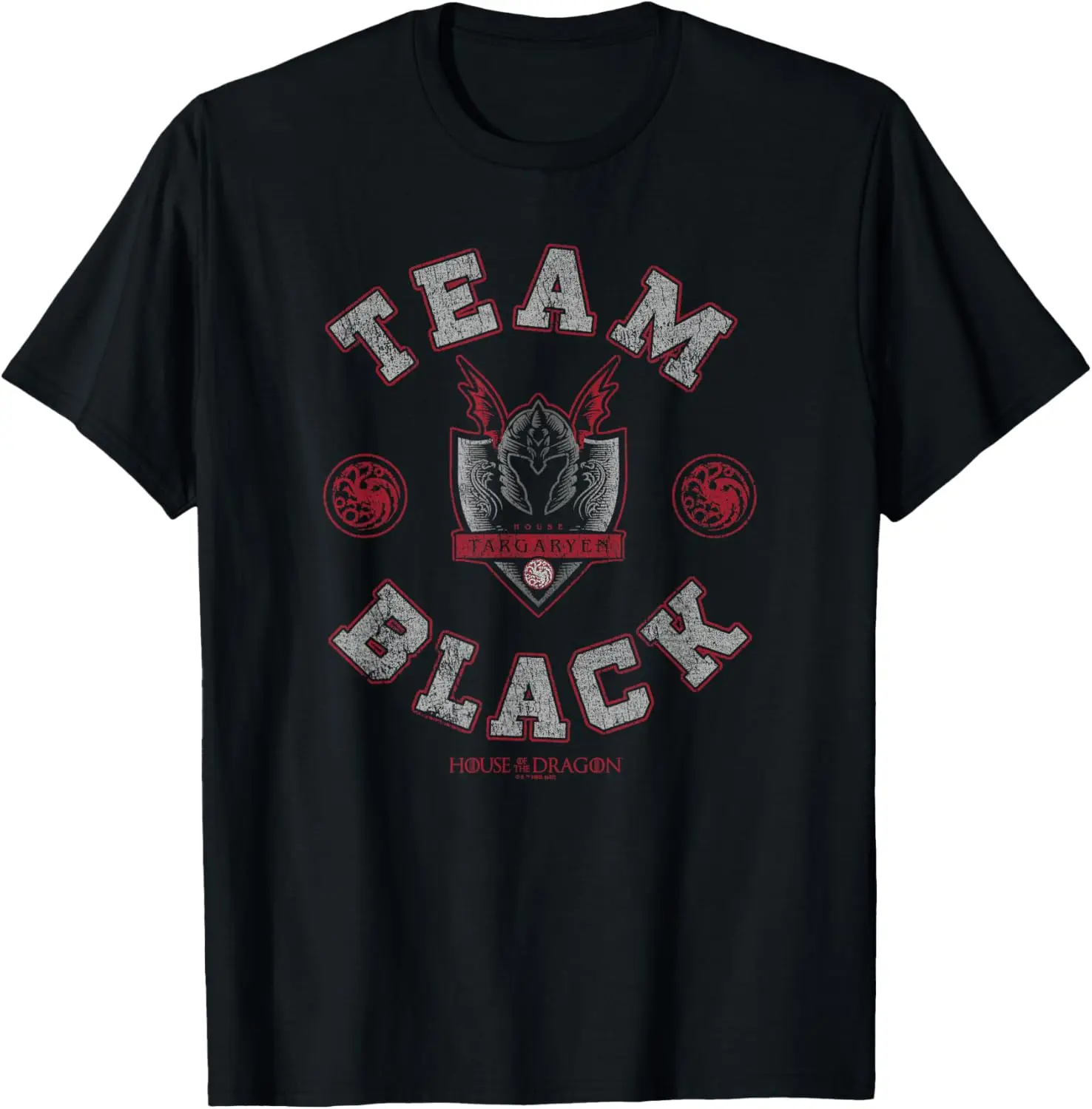 Camiseta con el logotipo de la casa Targaryen de la Brigada del Dragón, color negro
