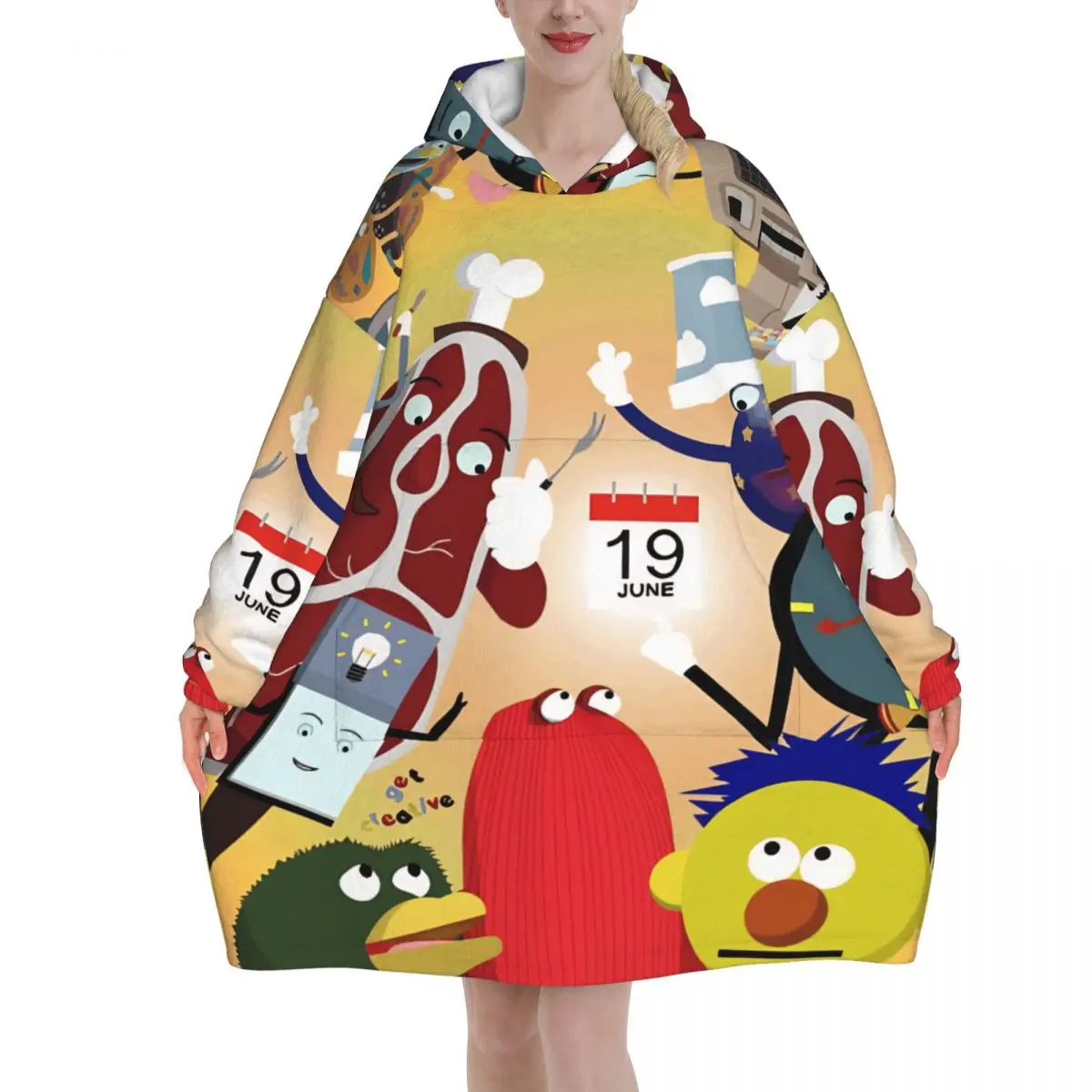 Don't Hug Me I'm Scared Oversized Blanket Hoodie Sweatshirt Long Fleece Hooded Wearable Blanket with Large Pocket for Women Men