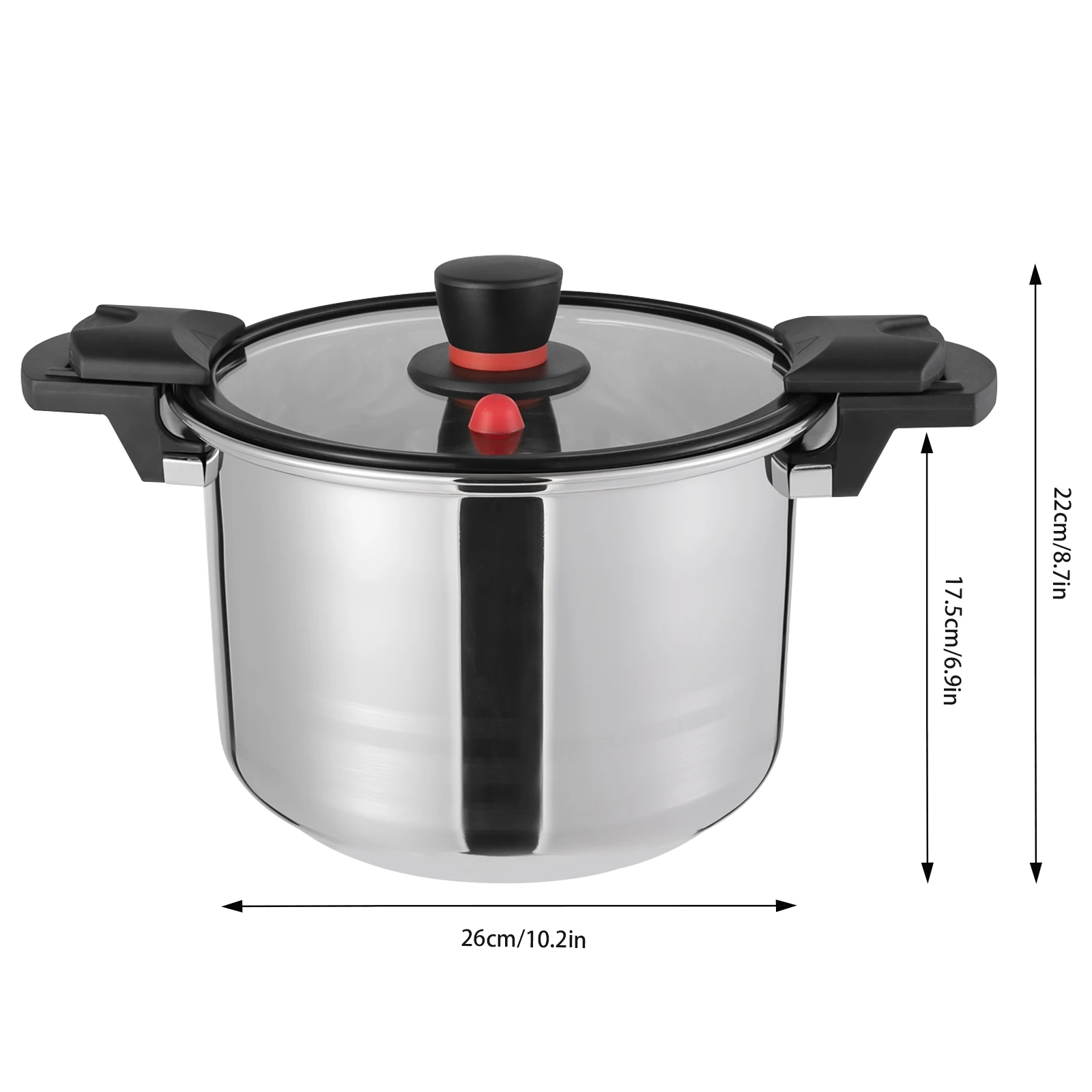 White 201 Stainless Steel, Bakelite, Glass Round Pressure Pot, Pressure Cooker, 201 Stainless Steel Pressure Pot