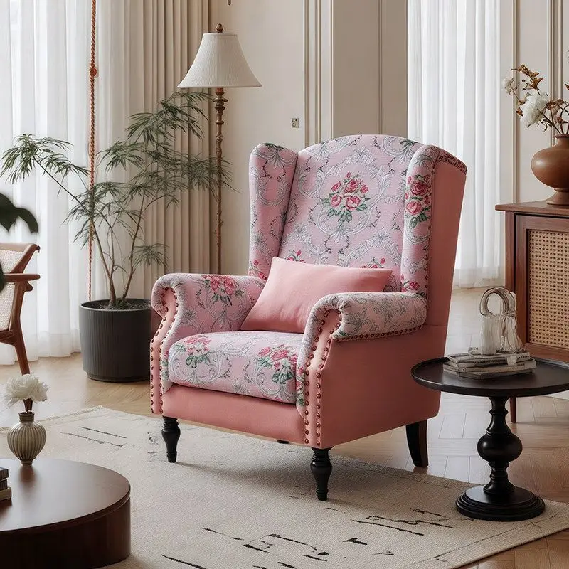 American retro tiger chair, fabric leisure chair