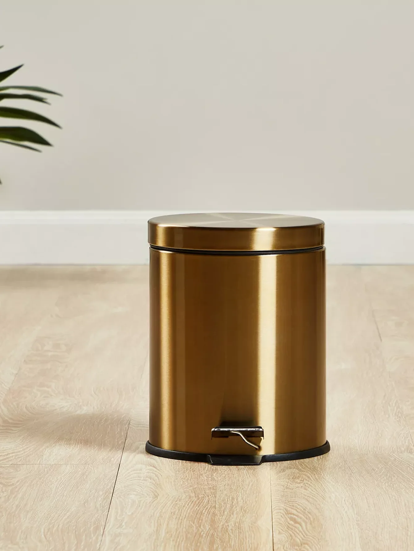 Gold 5L Stainless Steel Trash Can Kitchen Garbage Bin Bathroom Metal Waterproof Garbage Can with Lid and Removable Inner Bucket