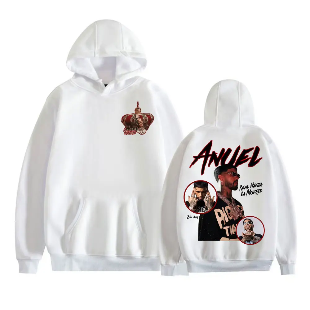 Anuel AA Real Hasta La Muerte Álbum Tour Moletons Roupas Masculinas Hip Hop Punk Harajuku Hoodies Pulôveres Conforto de Alta Qualidade