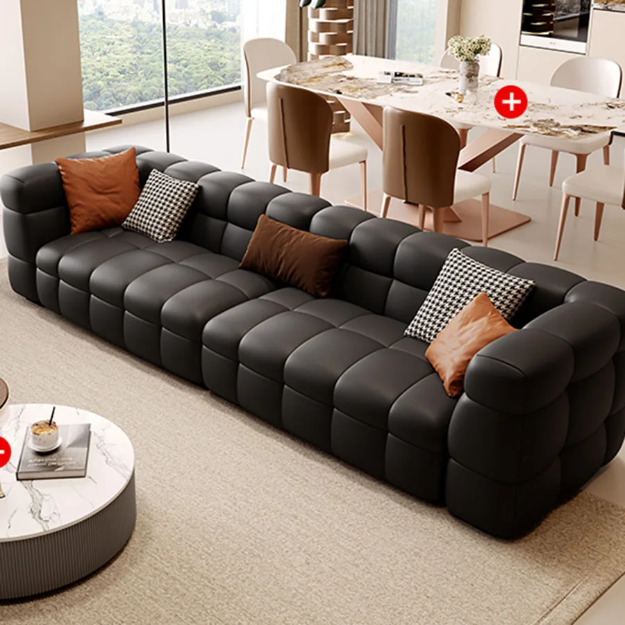 

Leather Sofa Small Modern Luxury Vintage Black Designer Lounge Large Mid Century Couch Korean Sillon Tantra Library Furniture