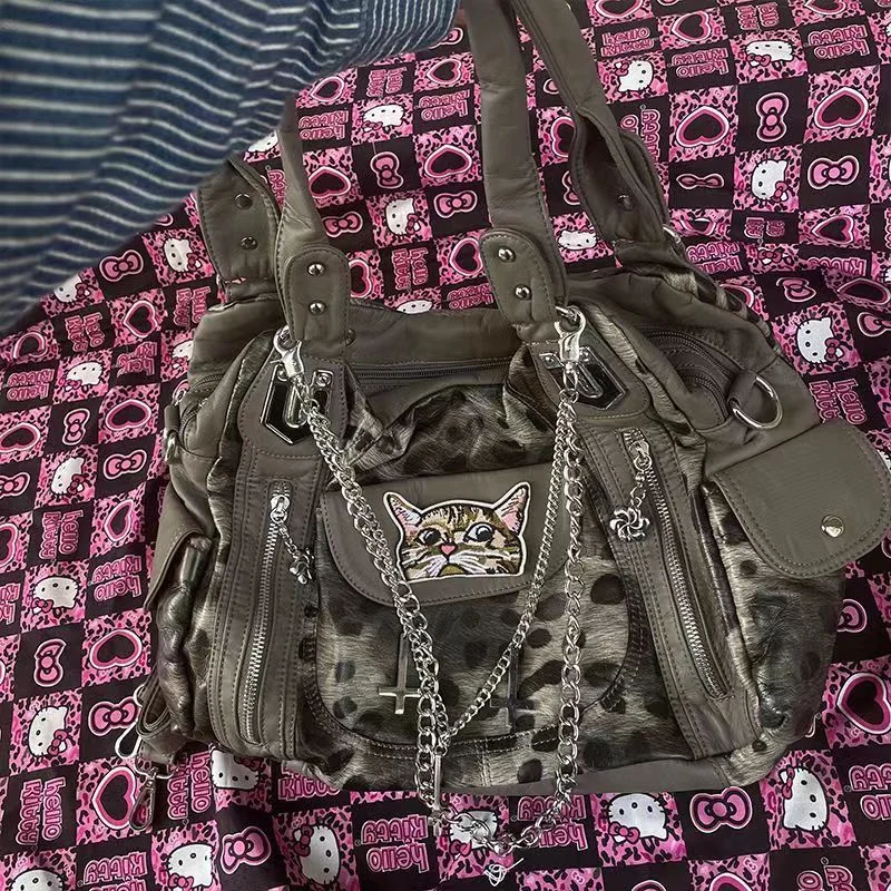 

Винтажная сумка Y2k с принтом тай-дай, женская ретро субкультура, кожаные сумки на плечо большой вместимости, женская сумка-тоут в стиле Харадзюку с эстетическим дизайном
