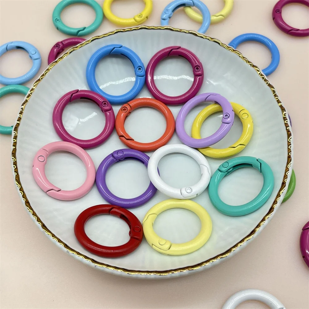 10pcs Color O Ring Spring Clasps Round Alloy Key Ring Openable Spring Buckle Hook For DIY Connector Jewelry Accessories