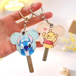 Lilo Stitch Key Protective Cover Mickey Mouse Disney Anime cute Mini Holder PU Leather Sheath Access Card Protect Clip gift new