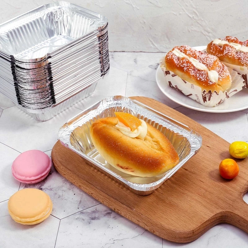 

50pcs 450ml Rectangular Lunch Box Disposable Aluminum Foil Trays Takeaway Food Packing Containers Foil Pans Kitchen BBQ Supplies