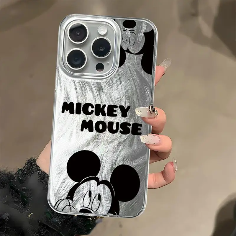 Mickey Mouse Minnie Luxe Hoesje Voor Apple Iphone 15 11 13 14 Pro Max 12 15 7 8 Plus X Xs Xr Veren Garen Telefoonhoes