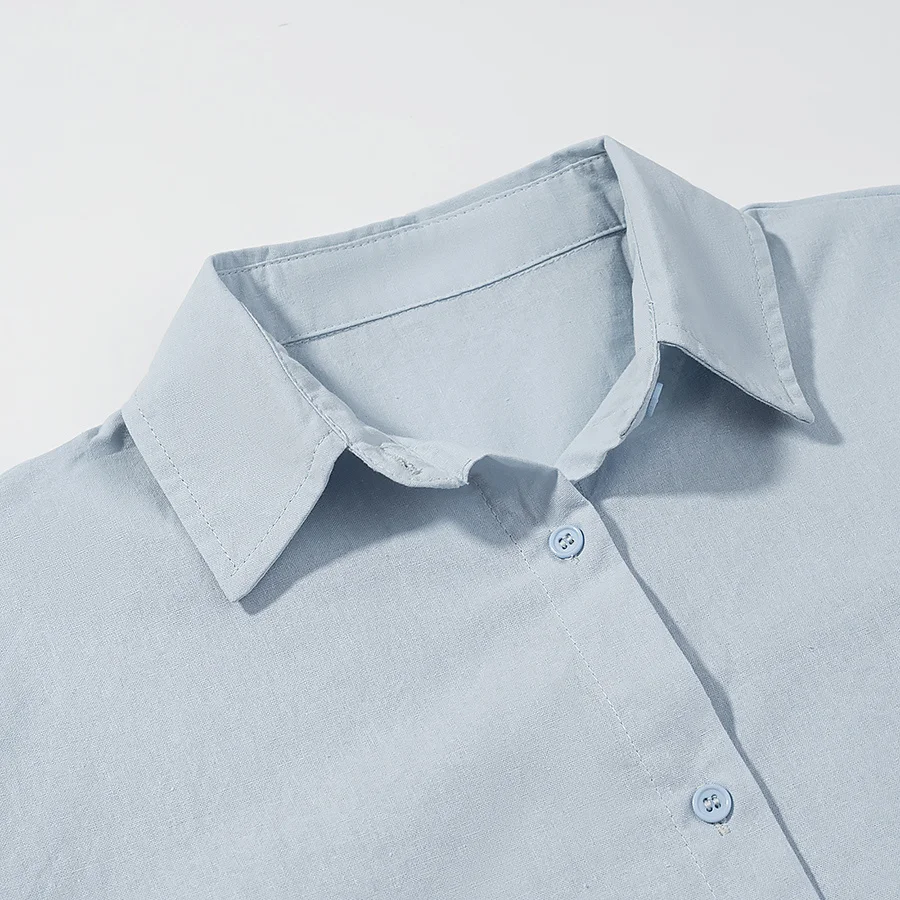 Bsk & tref2025 verão nova moda casual feminina simples lapela manga comprida camisa solta topo + calças de cintura elástica